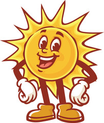 Cartoon character sun laughing happily