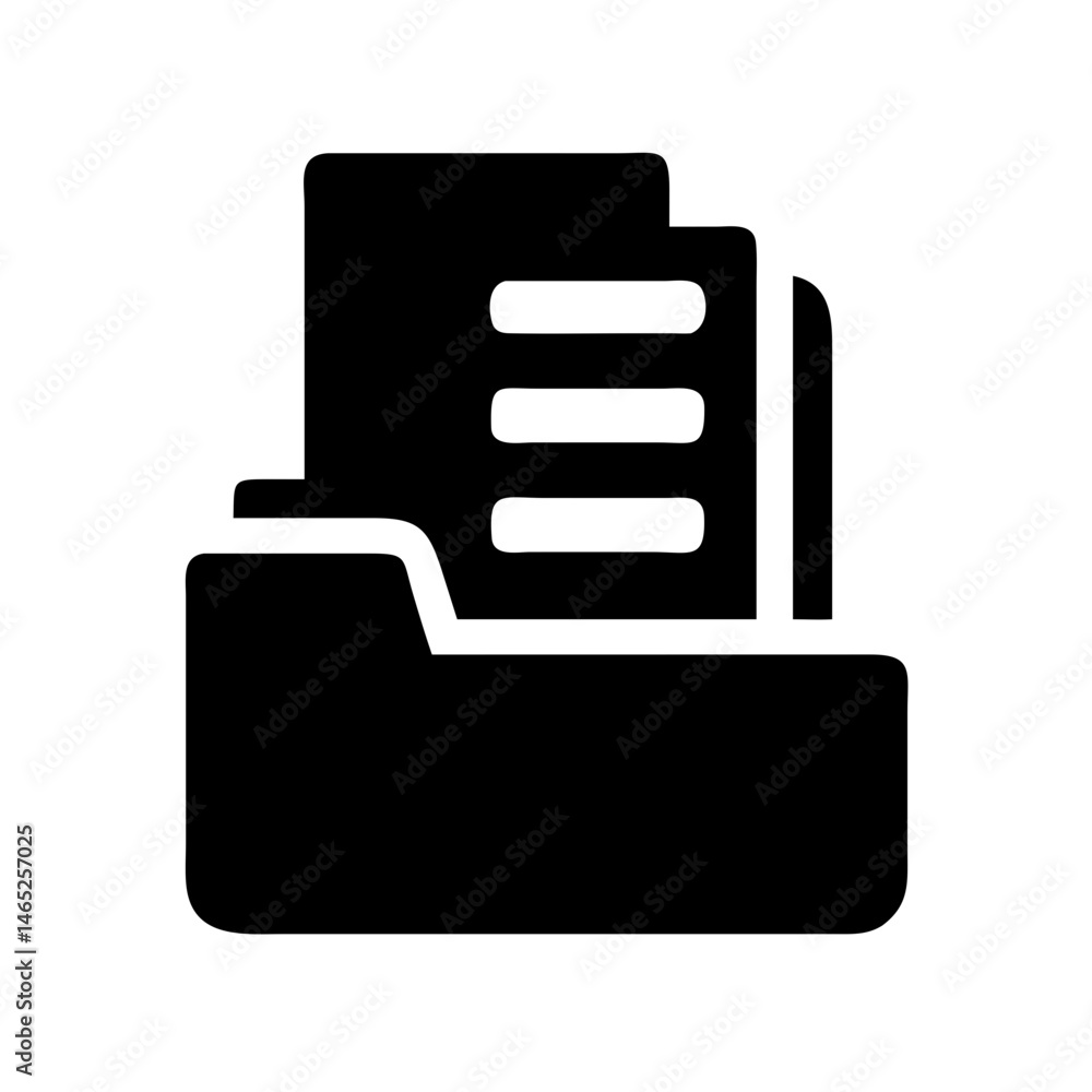 Poster folder file document data information archive directory storage organize record paper black icon