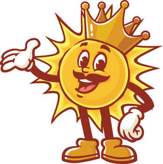 Cartoon character of Sun king wearing his crown