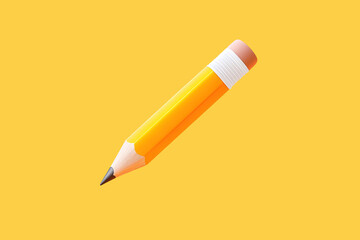 Bright yellow pencil on a smooth golden background