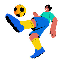 A flat style illustration of soccer player 