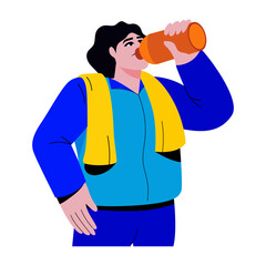 A flat style illustration of drinking water