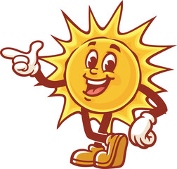 Cartoon character sun is relaxing and finding ideas