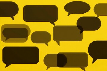Obraz premium Bold black speech bubble pattern on bright yellow background , repeat, edgy, strong