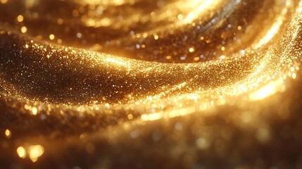 Golden shimmering fabric with light reflections.