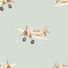 Seamless Pattern with Plane, Seamless Fabric Design for boy, Pattern for fabric kids clothing