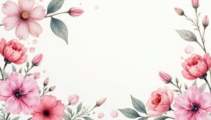 Delicate watercolor floral design, soft pastel tones , light, subtle