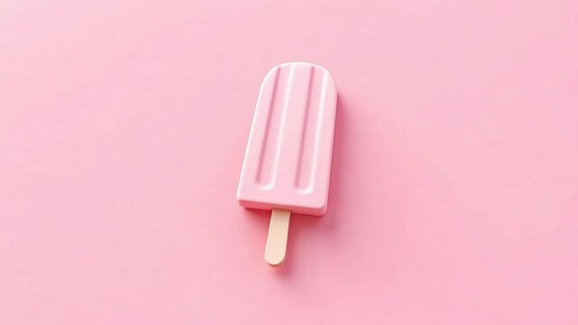 Pink Popsicle on Pink Background Refreshing Summer Treat Ice Cream Dessert Food