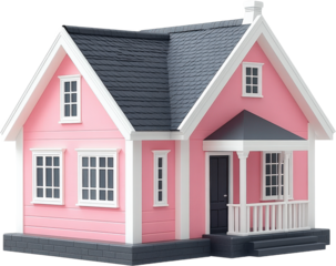 3D Rendered Small Pink House Exterior