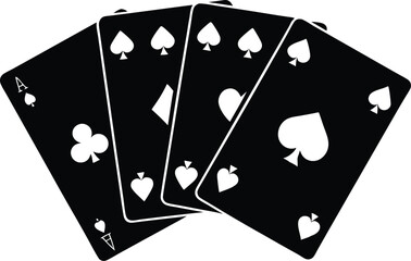 playing cards silhouette vector illustration, playing cards black symbol, playing cards clipart