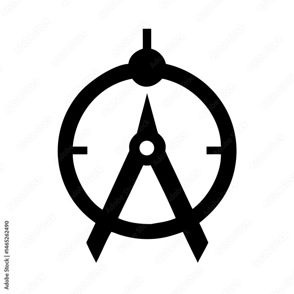 Poster compass drawing tool geometry math design drafting instrument architecture engineering circle symbol