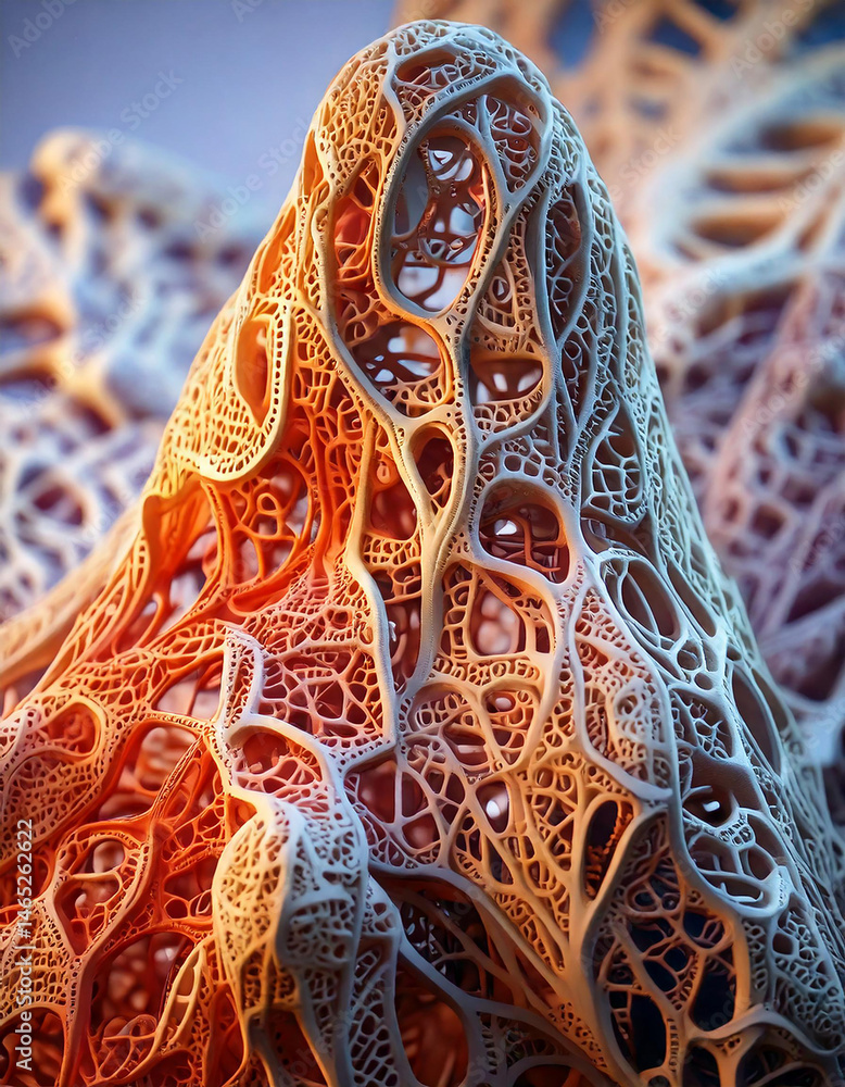 Poster abstract fractal structure with intricate interwoven organic mesh. conceptual 3d rendering with comp