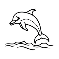a baby dolphin jumping out of water