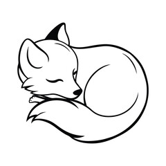 a fox curled up asleep with its tail wrapped