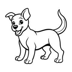 a playful puppy wagging its tail vector line art