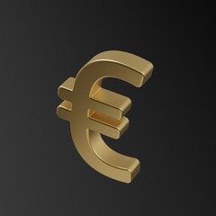Euro. Euro money sign. 3d illustration. Euro gold coin. Currency. Finance