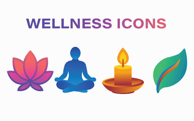 Wellness Icons and Symbols for Yoga and Health. Set of yoga and meditation graphics and logo symbols