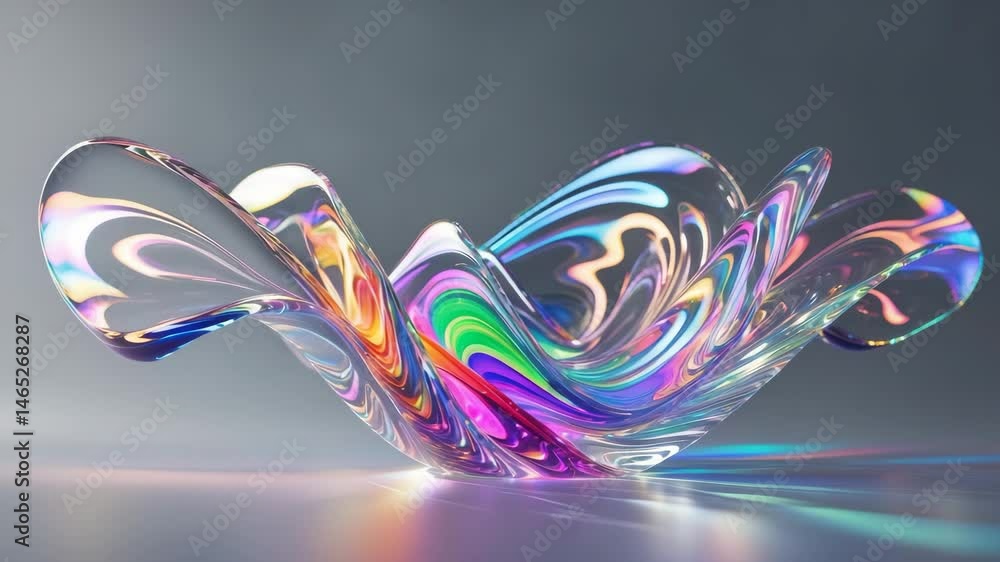 Poster creating an abstract and mesmerizing play of colors and shapes, swirling patterns of light distortio