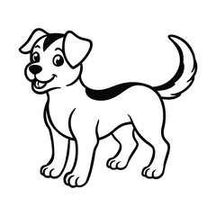 a playful puppy wagging its tail vector line art