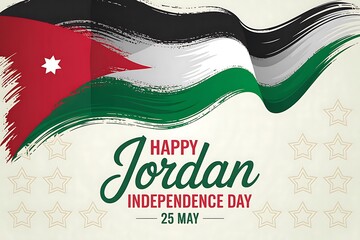 Happy Jordan Independence Day Celebrate Jordan s freedom with this vibrant waving flag design Patriotic stars