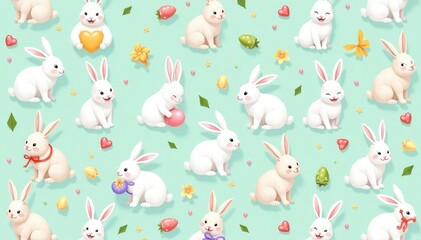 Adorable Easter bunny pattern, perfect for crafting and design projects Soft pastel colors and whimsical details , rabbit illustration, illustration