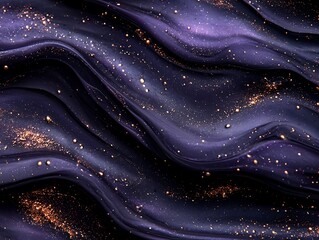 Dark, wavy texture with gold sparkles