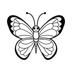a cute butterfly with symmetrical wings line art vector illustration