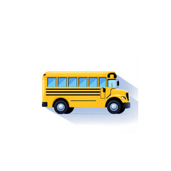 Yellow School Bus Illustration Transportation Icon for Education