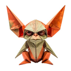 Red And Beige Origami Creature On Transparent Background