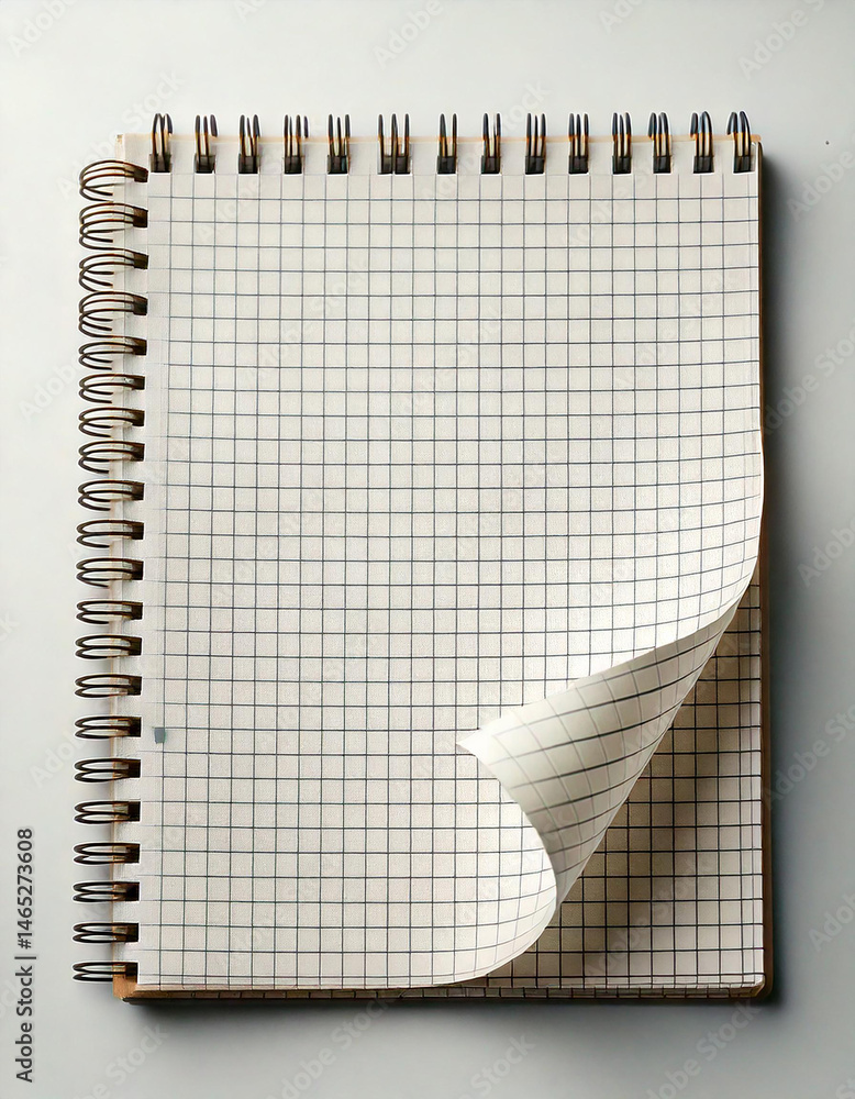 Poster spiral notebook with squared paper and folded corner. ideal for sketches, notes or technical drawing