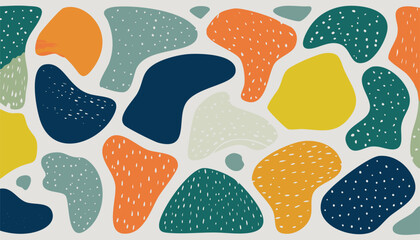 Modern Abstract Organic Shapes Pattern Handmade