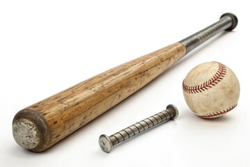 Wooden Baseball Bat With Metal Handle and Nails on a Field Generative AI