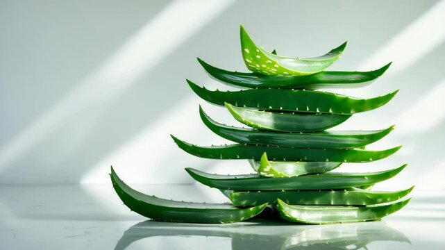 Sliced Aloe Vera, a highly advantageous herbal treatment for skin and hair maintenance.