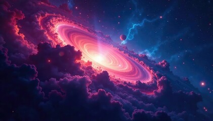 Stunning cosmic background, swirling nebulae and distant stars , abstract, color