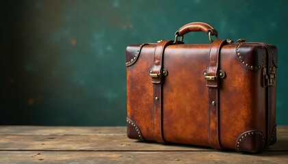 Vintage suitcase, weathered leather, antique travel bag, retro luggage , aged, trunk, worn leather