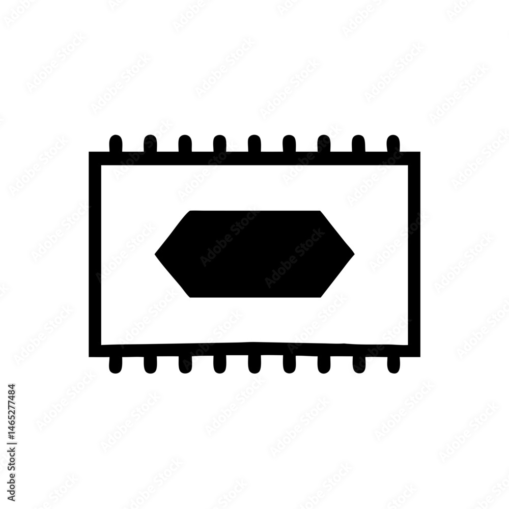 Poster illustration of integrated circuit chip microchip processor semiconductor component technology hardw