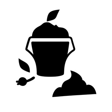 black bucket with leaves and soil clip art preview