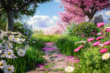 Obraz premium daisy flower garden wallpaper spring background