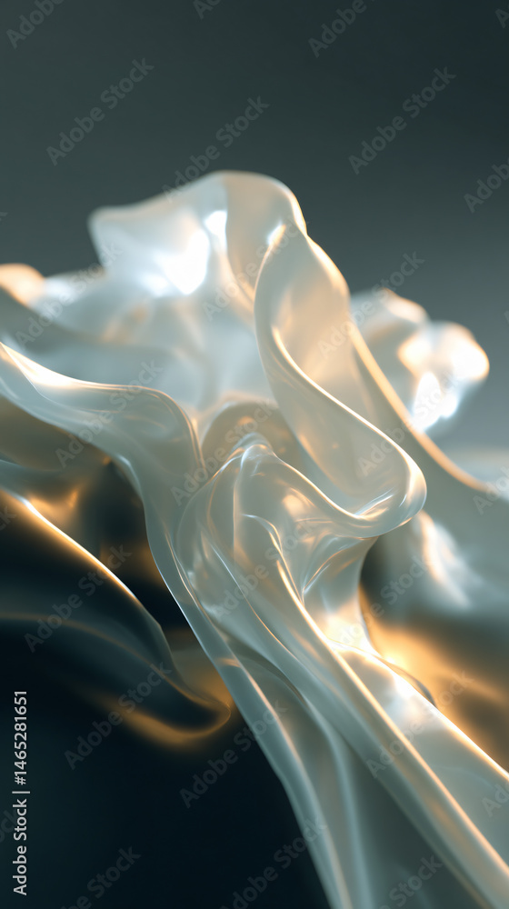 Poster flowing abstract fabric with delicate folds and soft shadows.