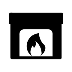 Fireplace flame fire burning heat warm cozy home interior design decoration winter holiday comfort, vector