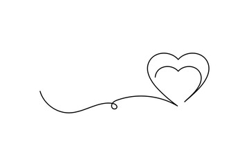 Heart shape minimalist one line art vector illustration
