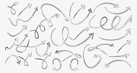 Hand Drawn Arrow Set, paint brush set, arrow set, brush stock arrow set, Curved, Twisted, and Looped Sketch Arrows