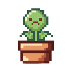 Sad pixel plant in flower pot