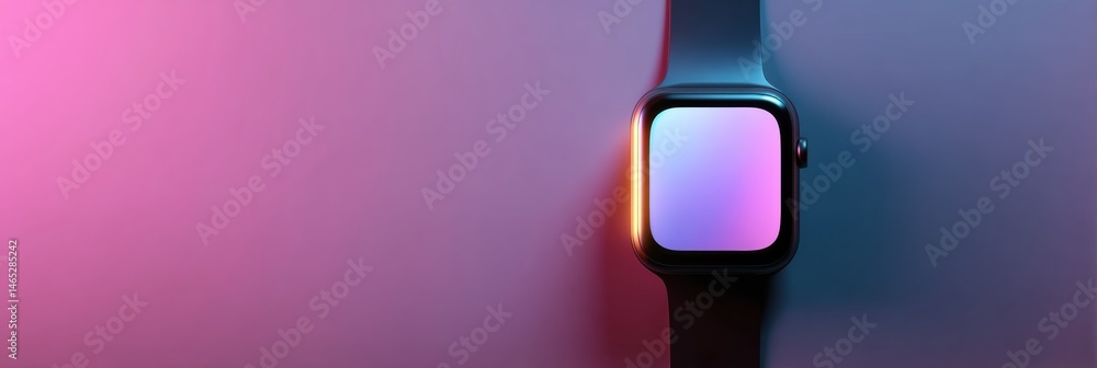 Leinwandbilder smartwatch display with glowing screen on an empty pastel background showcasing modern technology in