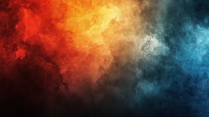 Abstract blend of fiery orange and cool blue smoky colors