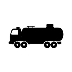 Illustration of a black silhouette of a tanker truck vehicle transport delivery logistics fuel liquid cargo transport