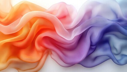 Obraz premium Colorful silk fabric waves, studio shot, white background, fashion textile