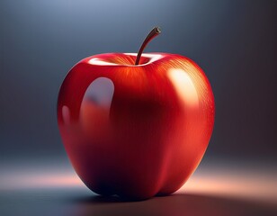 Obraz premium a bright red apple shines against a minimalist background its vibrant color captures attention freshness and simplicity blend perfectly generative ai