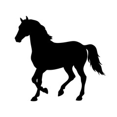 Horse silhouette vector drawing equine mammal animal equestrian mustang running free horse art