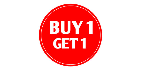 Buy 1 Get 1 Free Sticker – Bold Red Sale Circle Icon for Promotions, Retail, and Discounts